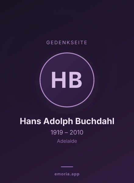 Gedenkportrait von Hans Adolph Buchdahl