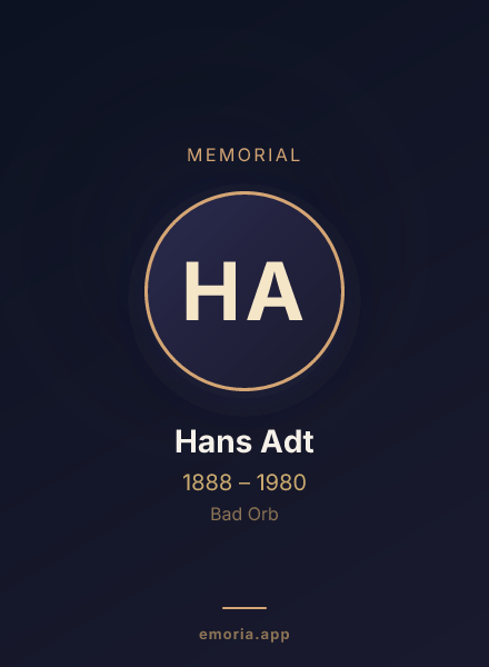 Memorial portrait of Hans Adt