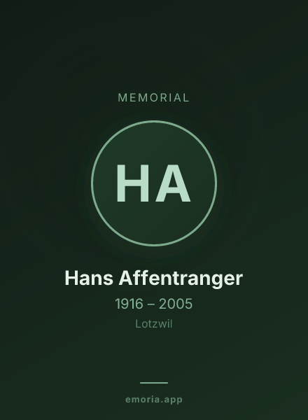 Memorial portrait of Hans Affentranger