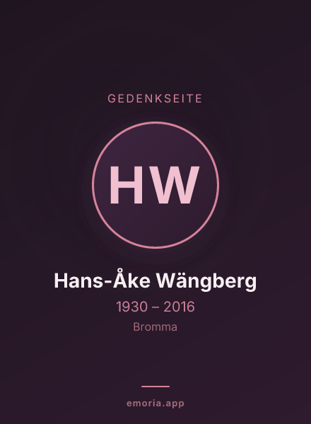 Gedenkportrait von Hans-Åke Wängberg