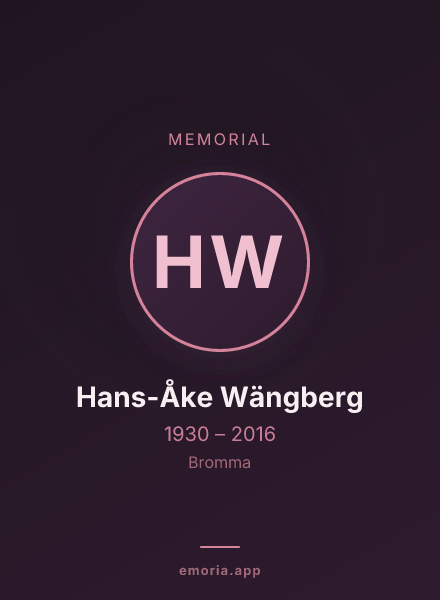 Memorial portrait of Hans-Åke Wängberg