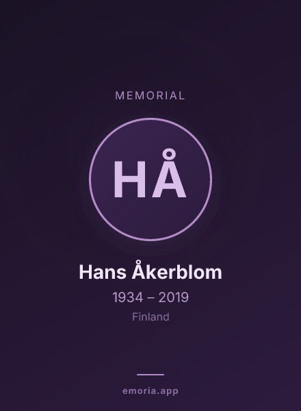Memorial portrait of Hans Åkerblom