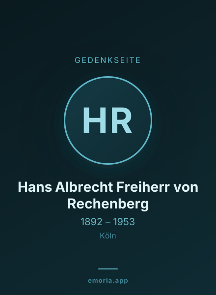 Gedenkportrait von Hans Albrecht Freiherr von Rechenberg