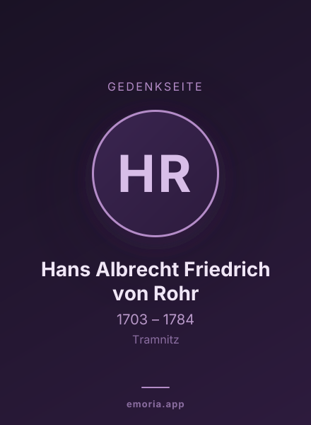Gedenkportrait von Hans Albrecht Friedrich von Rohr