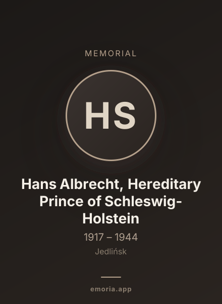 Memorial portrait of Hans Albrecht, Hereditary Prince of Schleswig-Holstein