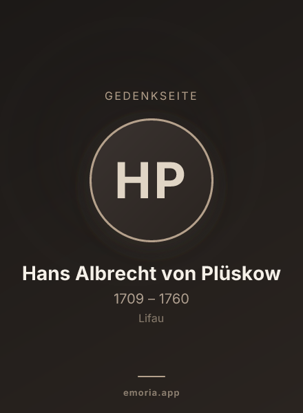 Gedenkportrait von Hans Albrecht von Plüskow