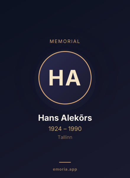 Memorial portrait of Hans Alekõrs