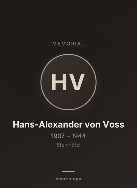 Memorial portrait of Hans-Alexander von Voss