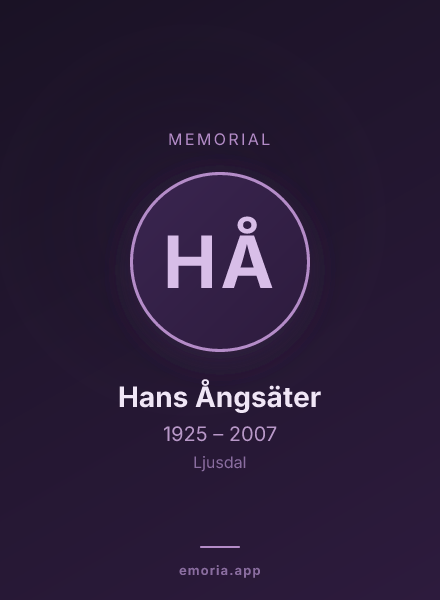 Memorial portrait of Hans Ångsäter