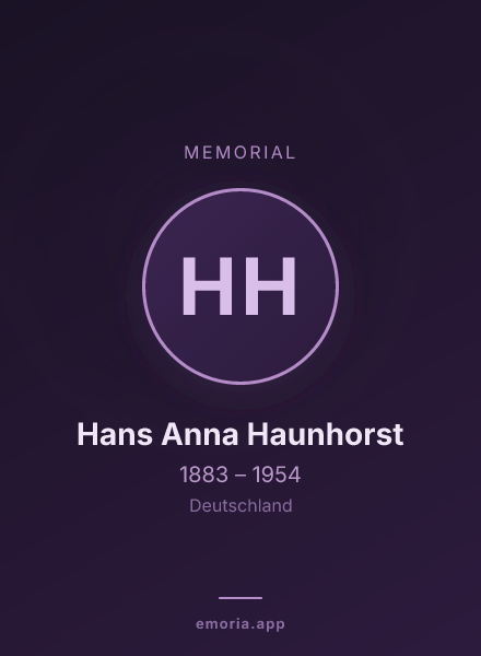 Memorial portrait of Hans Anna Haunhorst