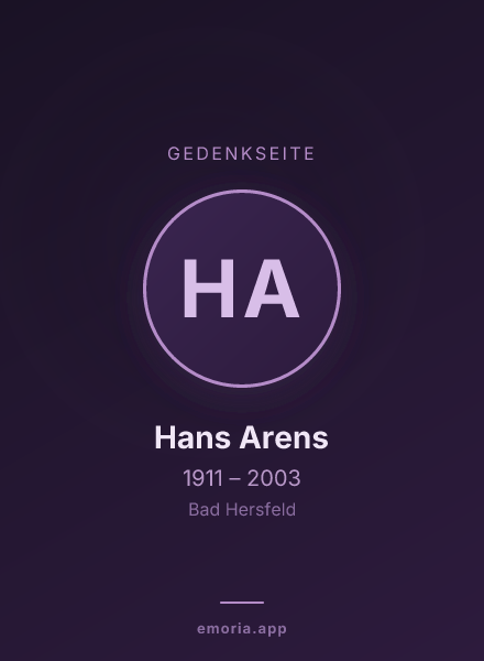 Gedenkportrait von Hans Arens