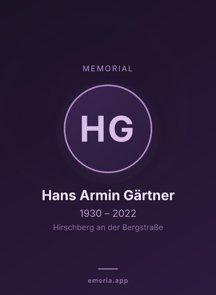 Memorial portrait of Hans Armin Gärtner