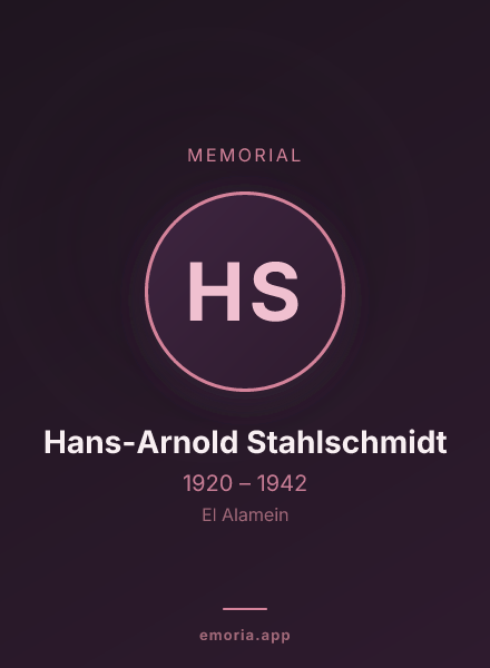 Memorial portrait of Hans-Arnold Stahlschmidt
