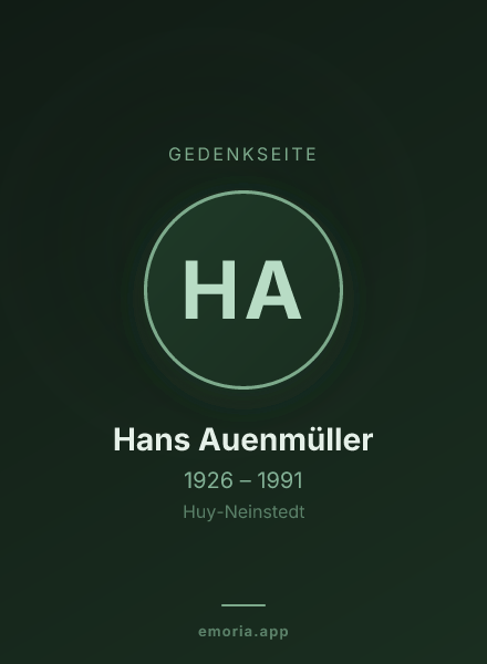 Gedenkportrait von Hans Auenmüller