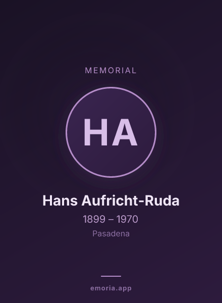 Memorial portrait of Hans Aufricht-Ruda