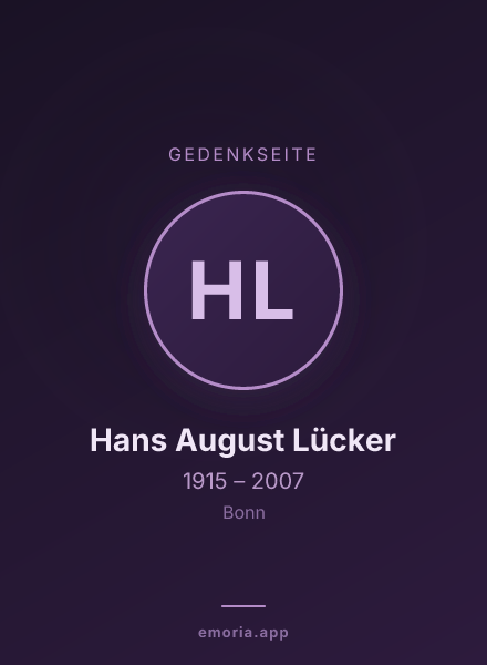 Gedenkportrait von Hans August Lücker