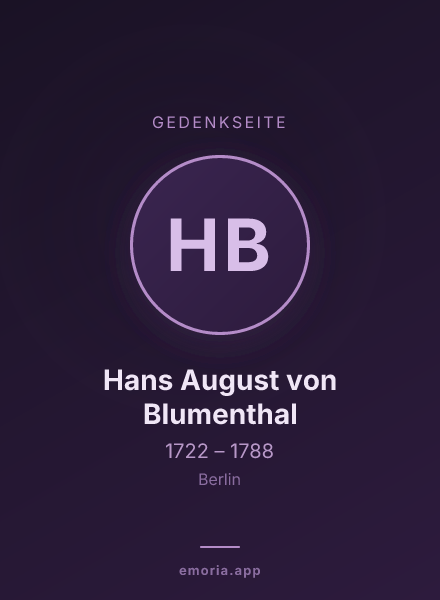 Gedenkportrait von Hans August von Blumenthal