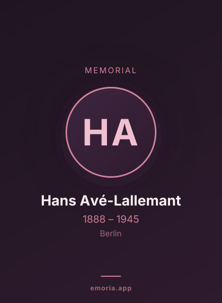Memorial portrait of Hans Avé-Lallemant