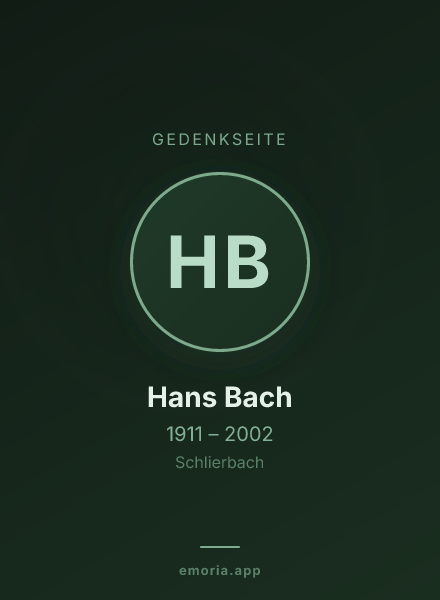 Gedenkportrait von Hans Bach