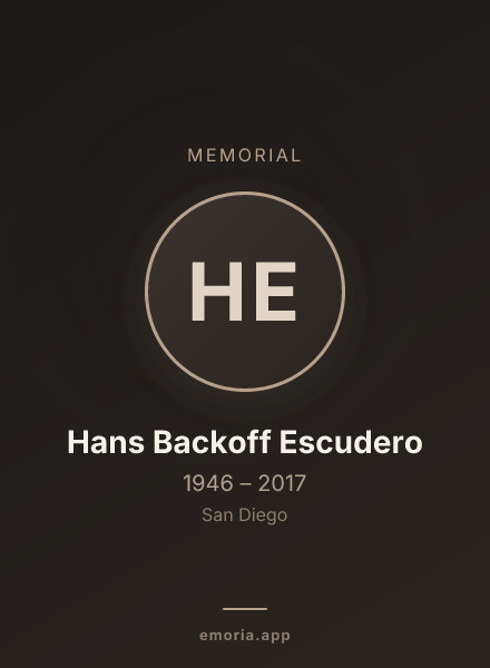 Memorial portrait of Hans Backoff Escudero