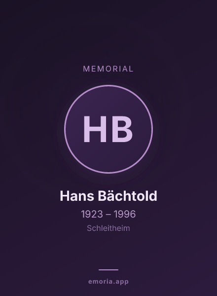Memorial portrait of Hans Bächtold