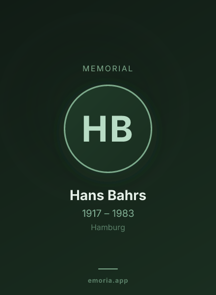 Memorial portrait of Hans Bahrs