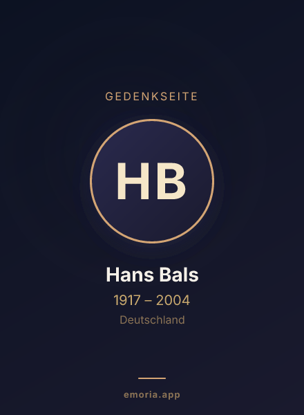 Gedenkportrait von Hans Bals