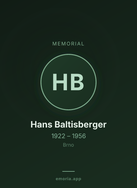 Memorial portrait of Hans Baltisberger