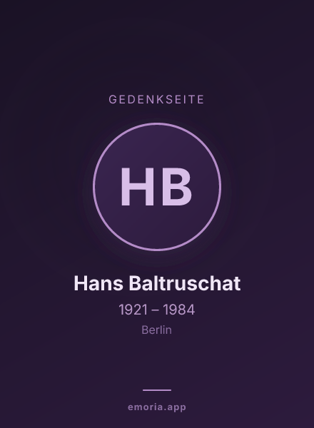 Gedenkportrait von Hans Baltruschat