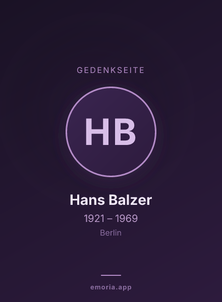 Gedenkportrait von Hans Balzer