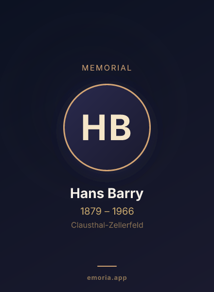 Memorial portrait of Hans Barry