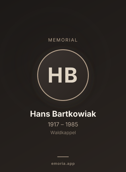Memorial portrait of Hans Bartkowiak