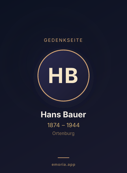 Gedenkportrait von Hans Bauer