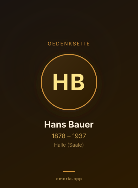 Gedenkportrait von Hans Bauer