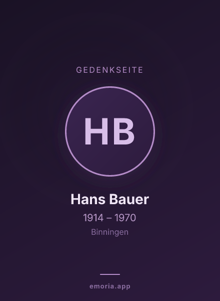Gedenkportrait von Hans Bauer