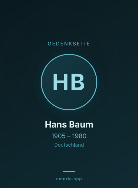 Gedenkportrait von Hans Baum