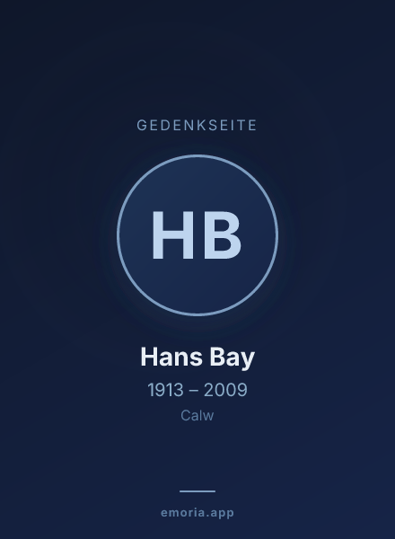 Gedenkportrait von Hans Bay
