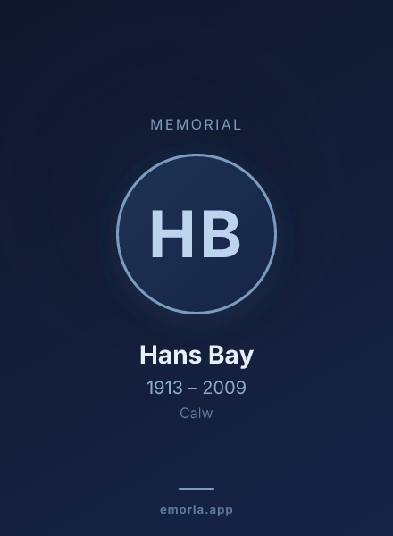 Memorial portrait of Hans Bay