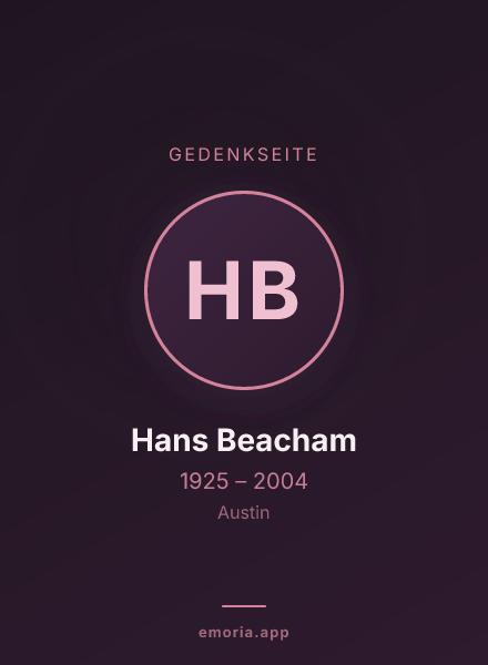 Gedenkportrait von Hans Beacham