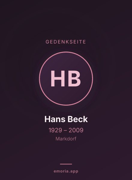 Gedenkportrait von Hans Beck
