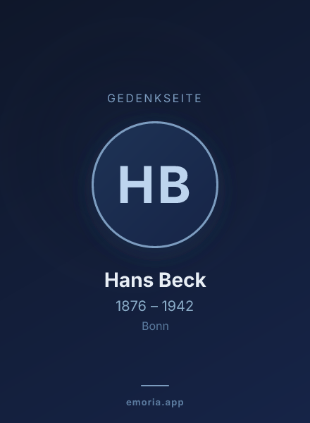 Gedenkportrait von Hans Beck