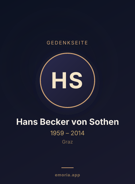 Gedenkportrait von Hans Becker von Sothen