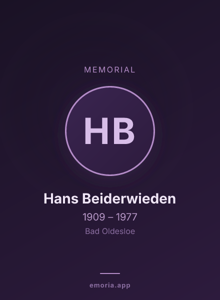 Memorial portrait of Hans Beiderwieden