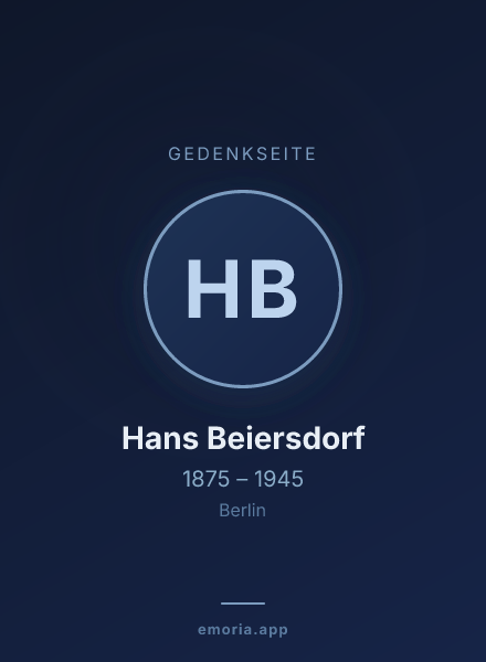 Gedenkportrait von Hans Beiersdorf