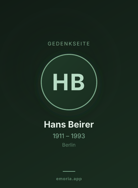 Gedenkportrait von Hans Beirer
