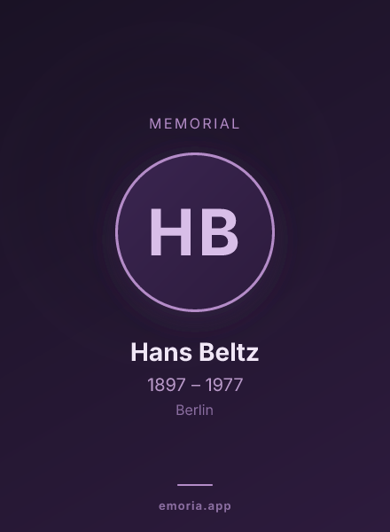 Memorial portrait of Hans Beltz
