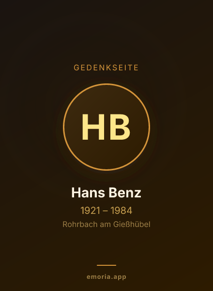 Gedenkportrait von Hans Benz