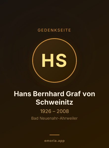 Gedenkportrait von Hans Bernhard Graf von Schweinitz