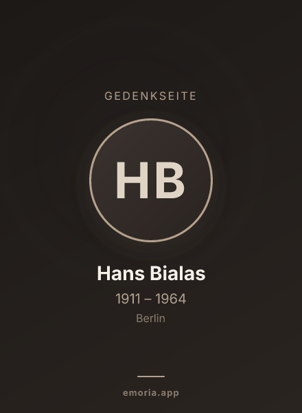 Gedenkportrait von Hans Bialas