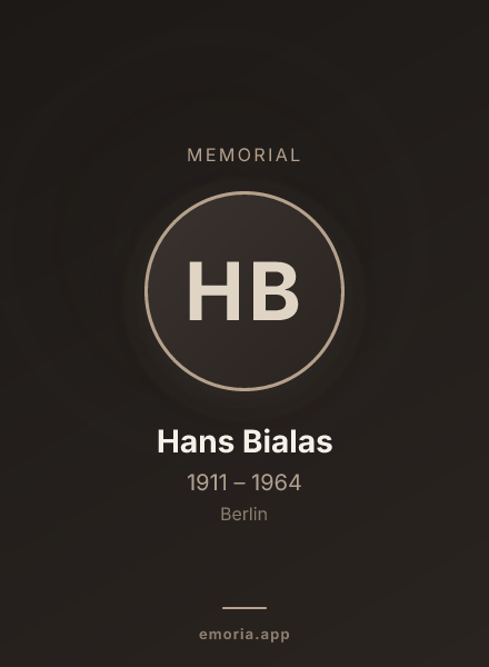 Memorial portrait of Hans Bialas